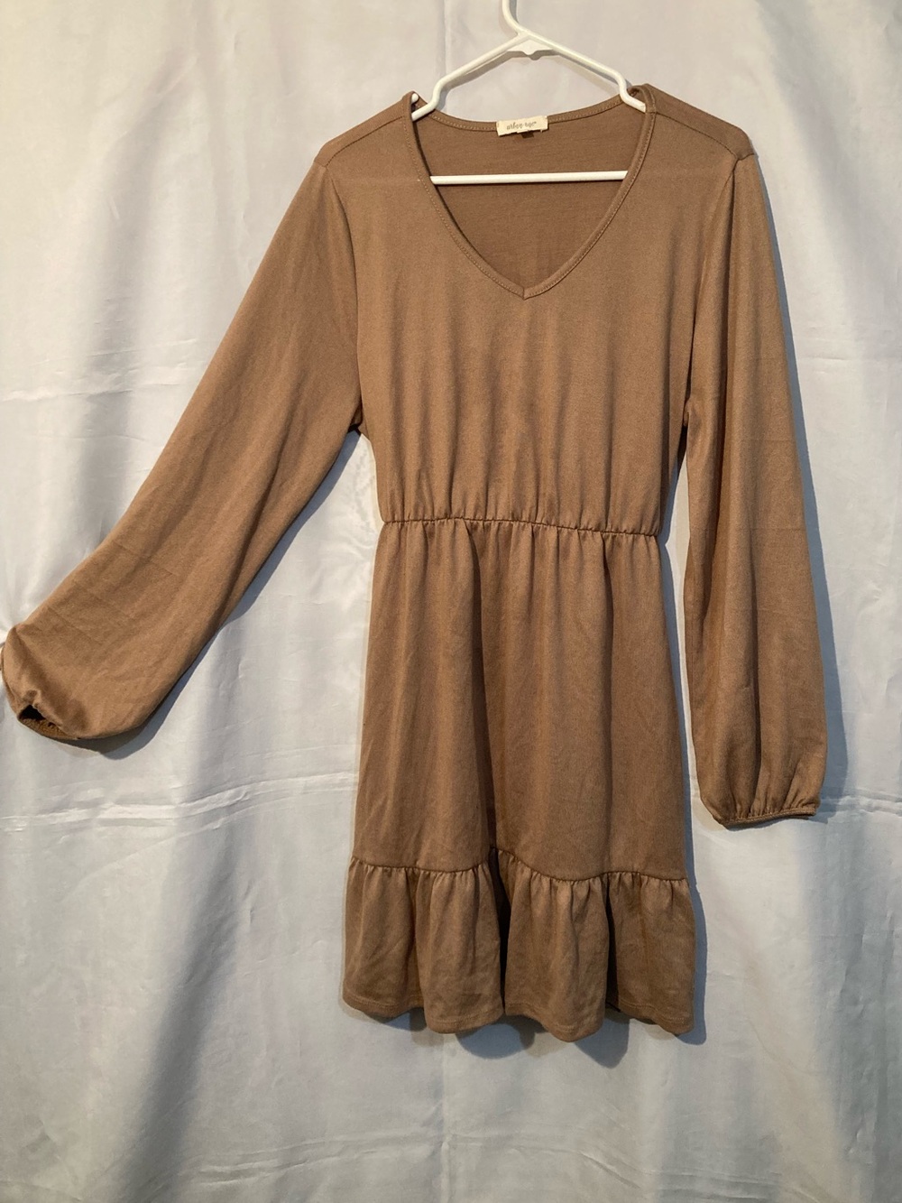Woven Heart Women's Long Sleeve Tiered Casual Dress in Brown